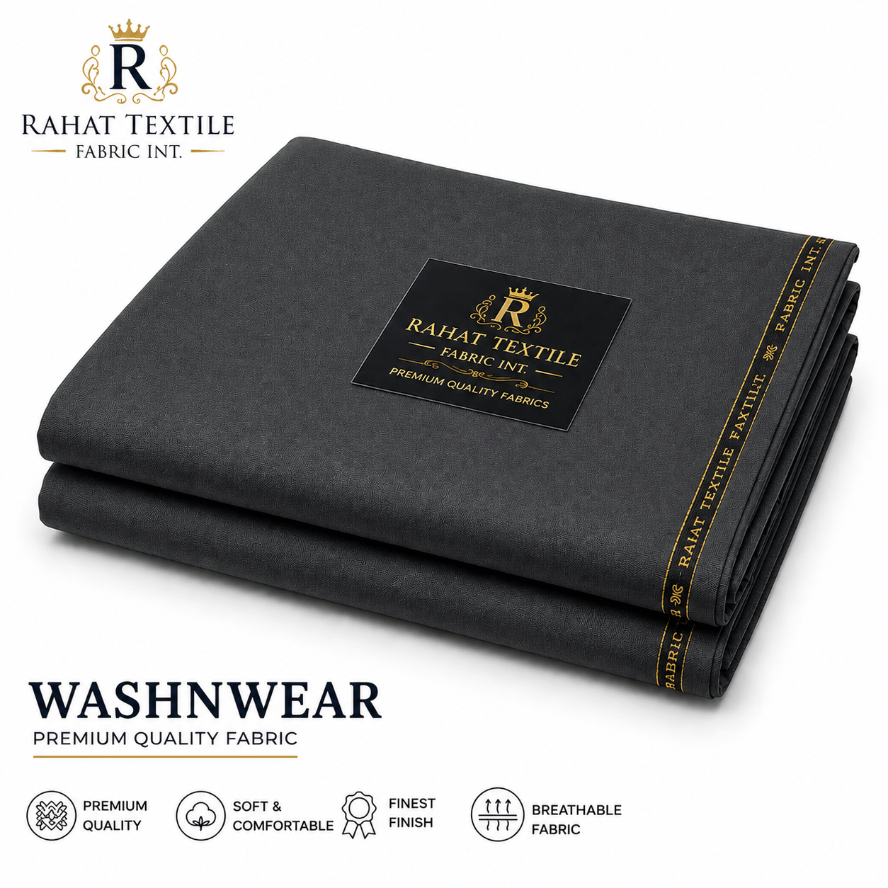 Pure Sooti WashnWear + Charcoal color - Rahat Textile Fabric International