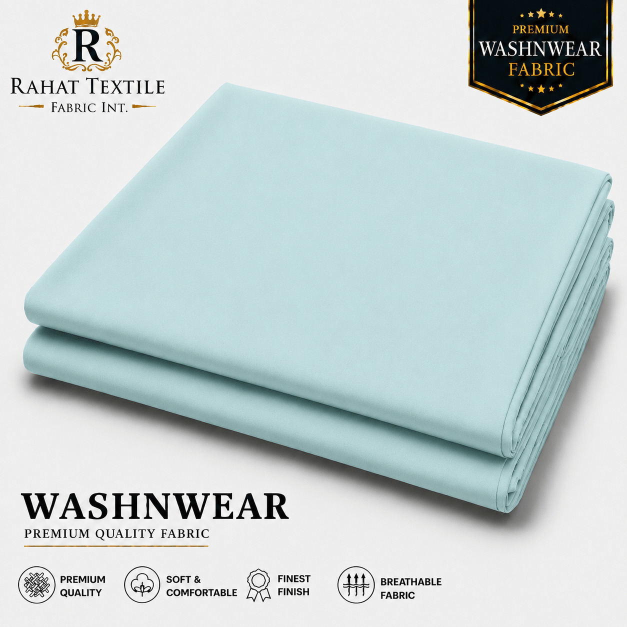 Pure Sooti WashnWear + Ice Blue - Rahat Textile Fabric International