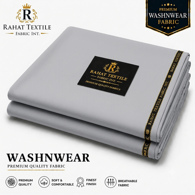 Pure Sooti WashnWear + Light Silver Color - Rahat Textile Fabric International