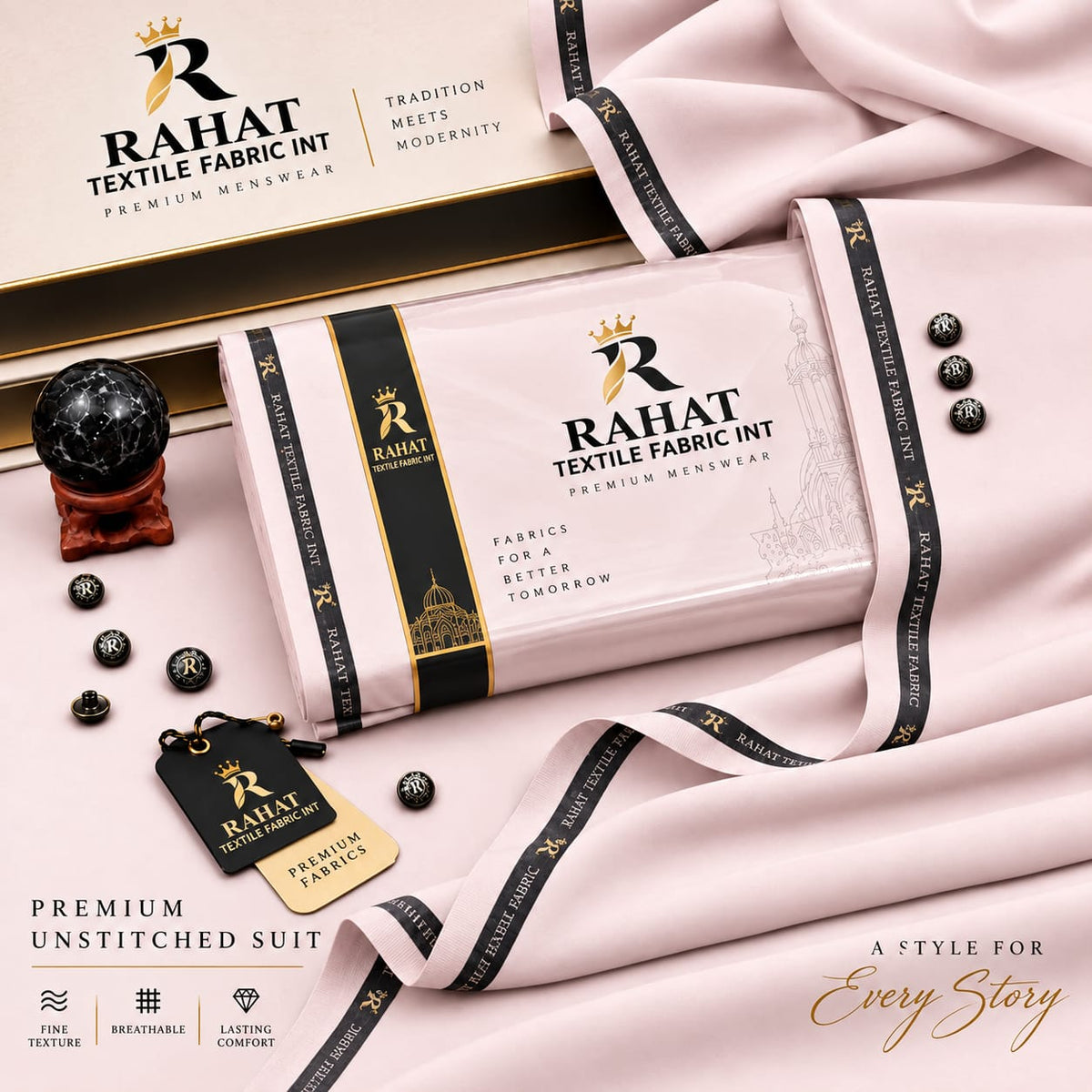 REHMANIA BOSKI LIGHT PINK COLOR - Rahat Textile Fabric International