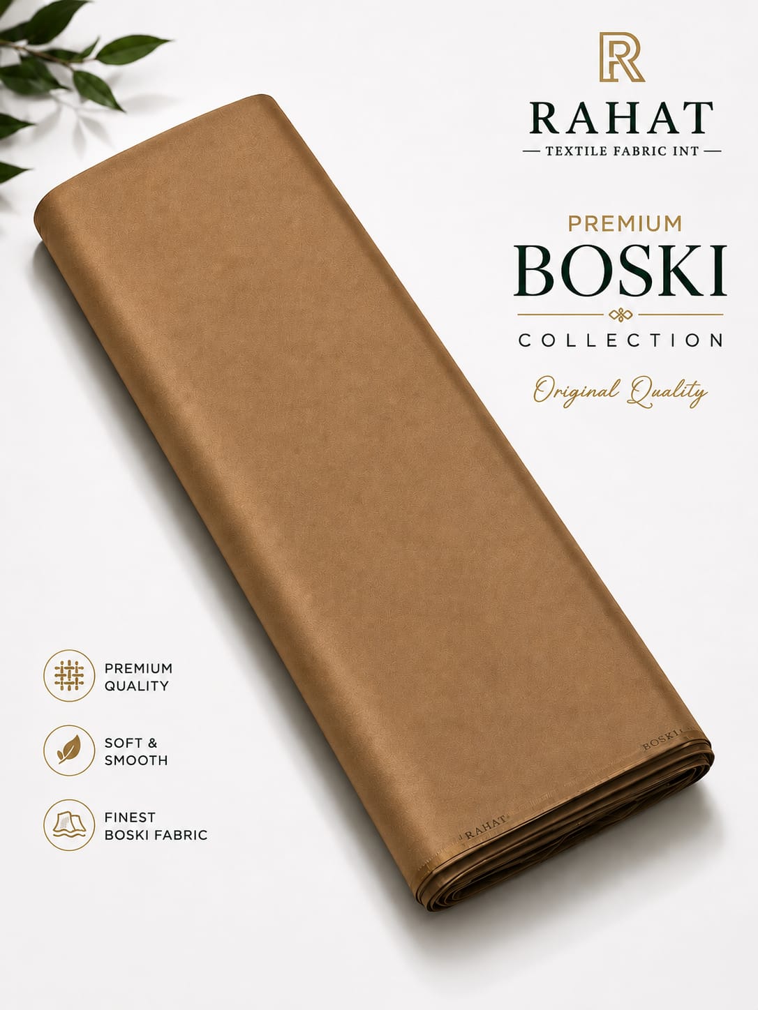 Rahat Imperial Boski - Aqua Blue - Camel Gold