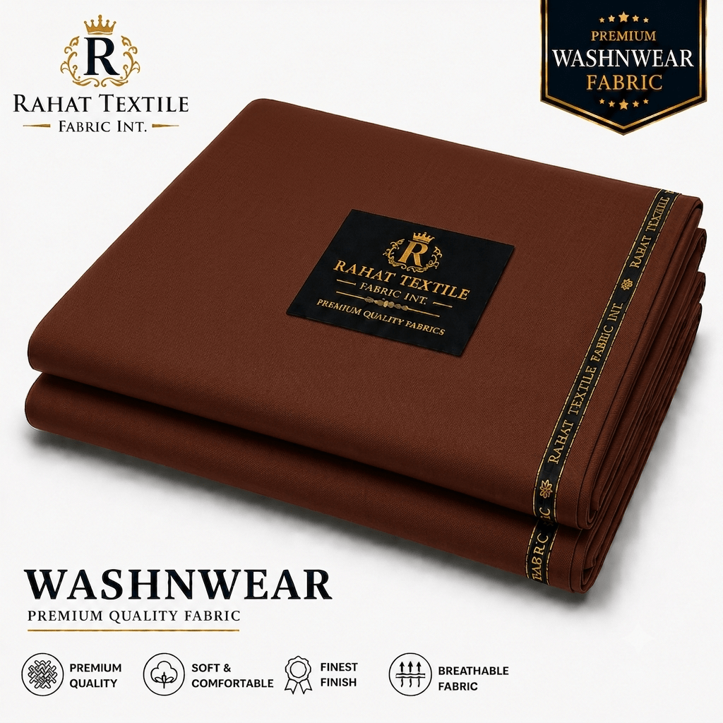 Pure Sooti WashnWear + Chocolate brown - Rahat Textile Fabric International