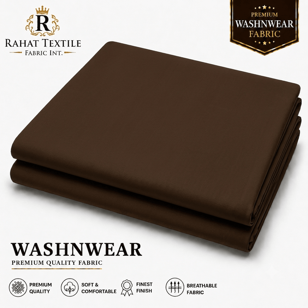 Pure Sooti WashnWear + Coffee Brown - Rahat Textile Fabric International