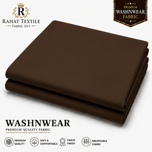 Pure Sooti WashnWear + Coffee Brown - Rahat Textile Fabric International