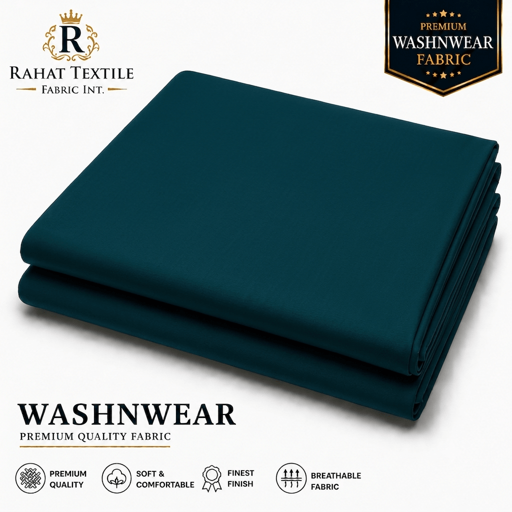Pure Sooti WashnWear + Green Peacock - Rahat Textile Fabric International