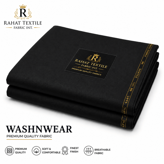 Pure Sooti WashnWear + JET Black color - Rahat Textile Fabric International