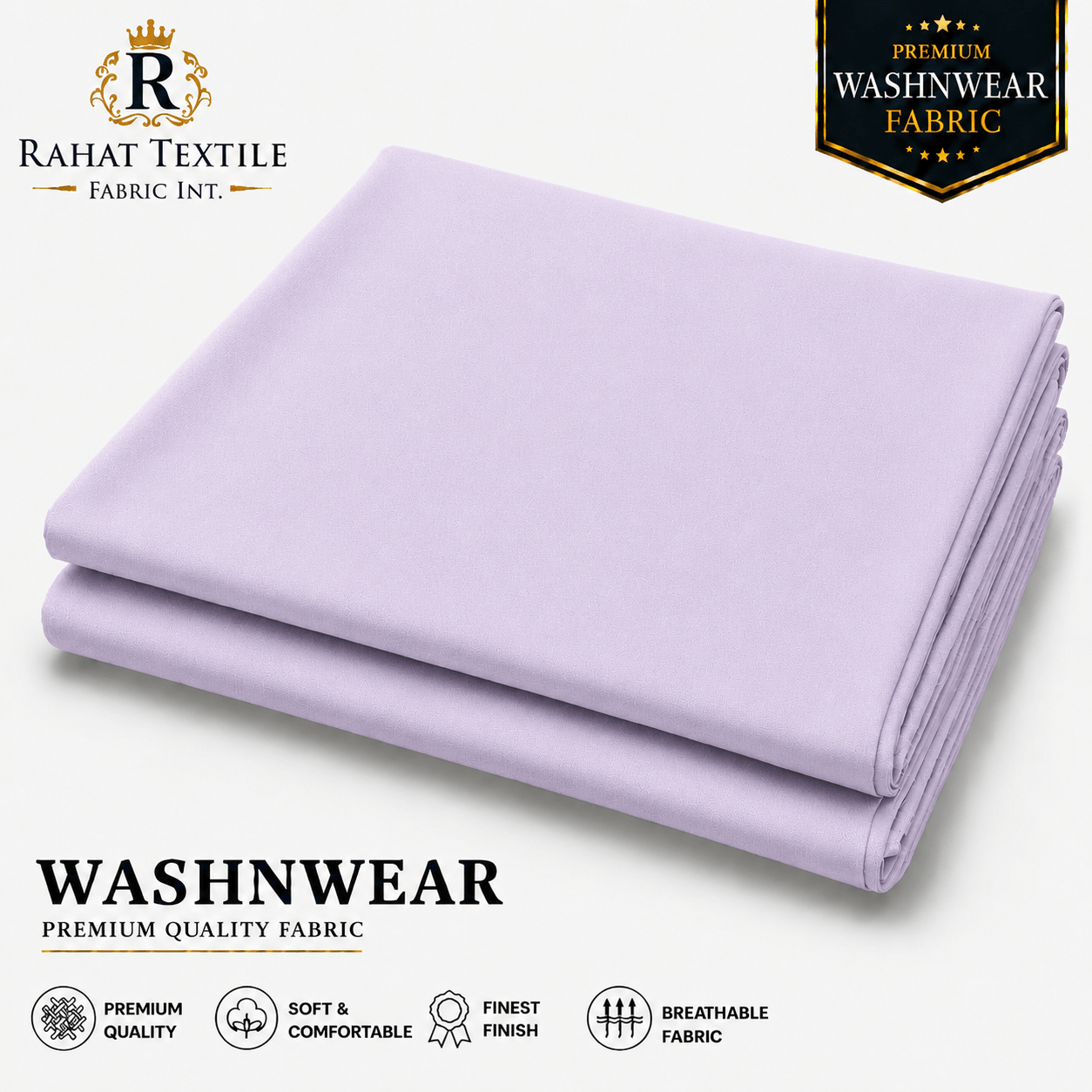 Pure Sooti WashnWear + Light lavender color - Rahat Textile Fabric International