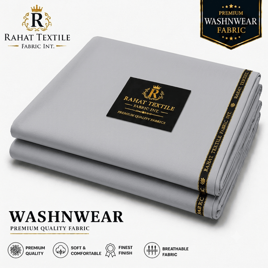 Pure Sooti WashnWear + Light Silver Color - Rahat Textile Fabric International