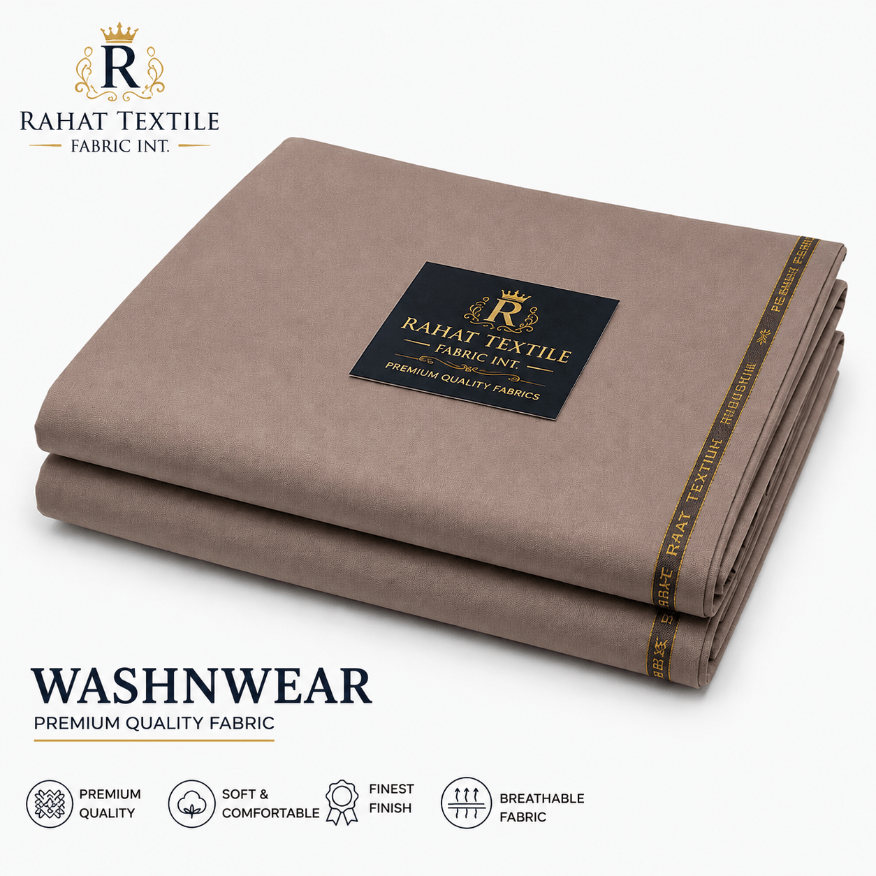 Pure Sooti WashnWear + Mocha Brown - Rahat Textile Fabric International