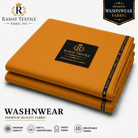 Pure Sooti WashnWear + Mustard color - Rahat Textile Fabric International