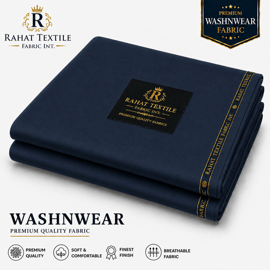 Pure Sooti WashnWear + Navy Blue - Rahat Textile Fabric International