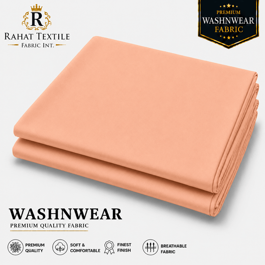 Pure Sooti WashnWear + Peach color - Rahat Textile Fabric International