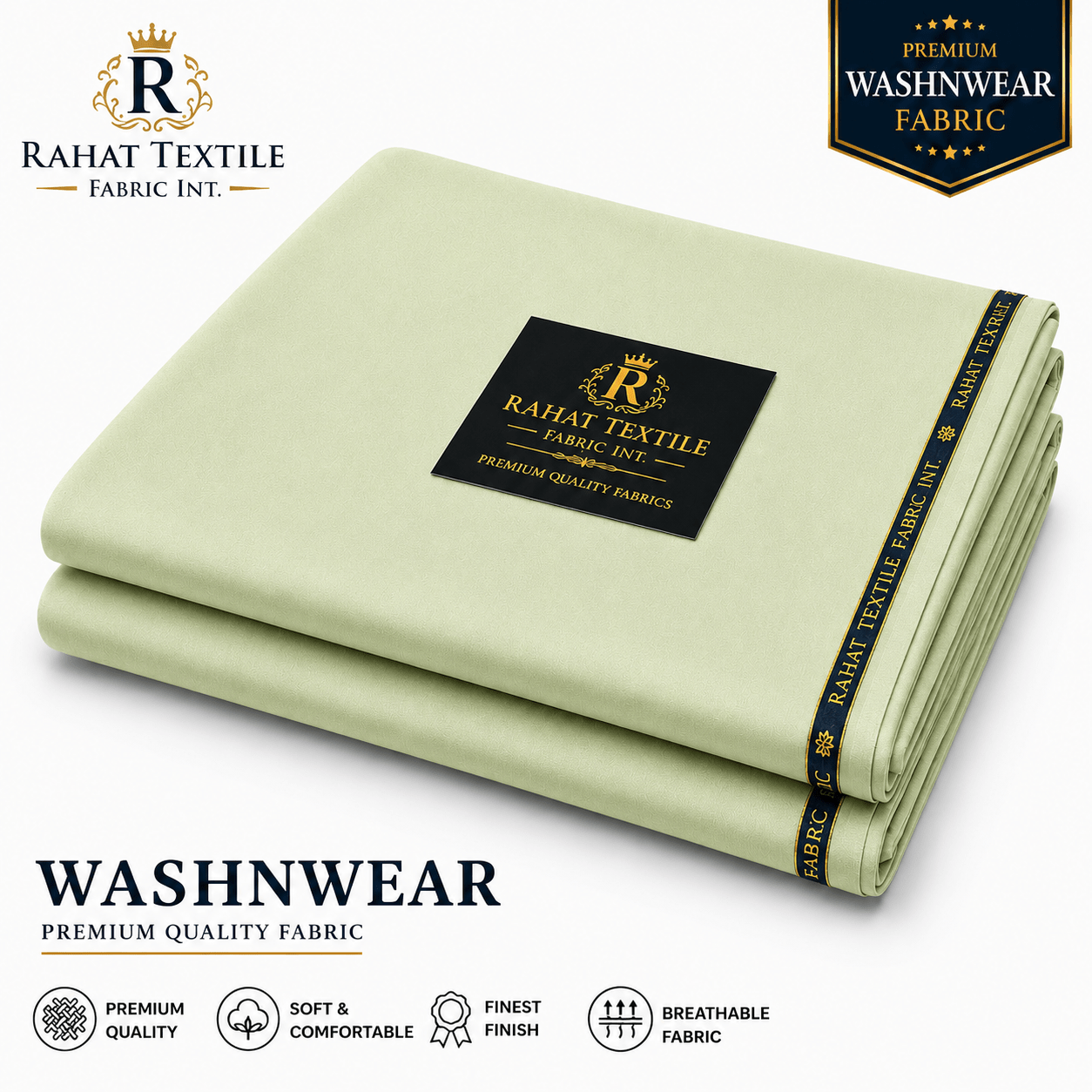 Pure Sooti WashnWear + Pistachio color - Rahat Textile Fabric International