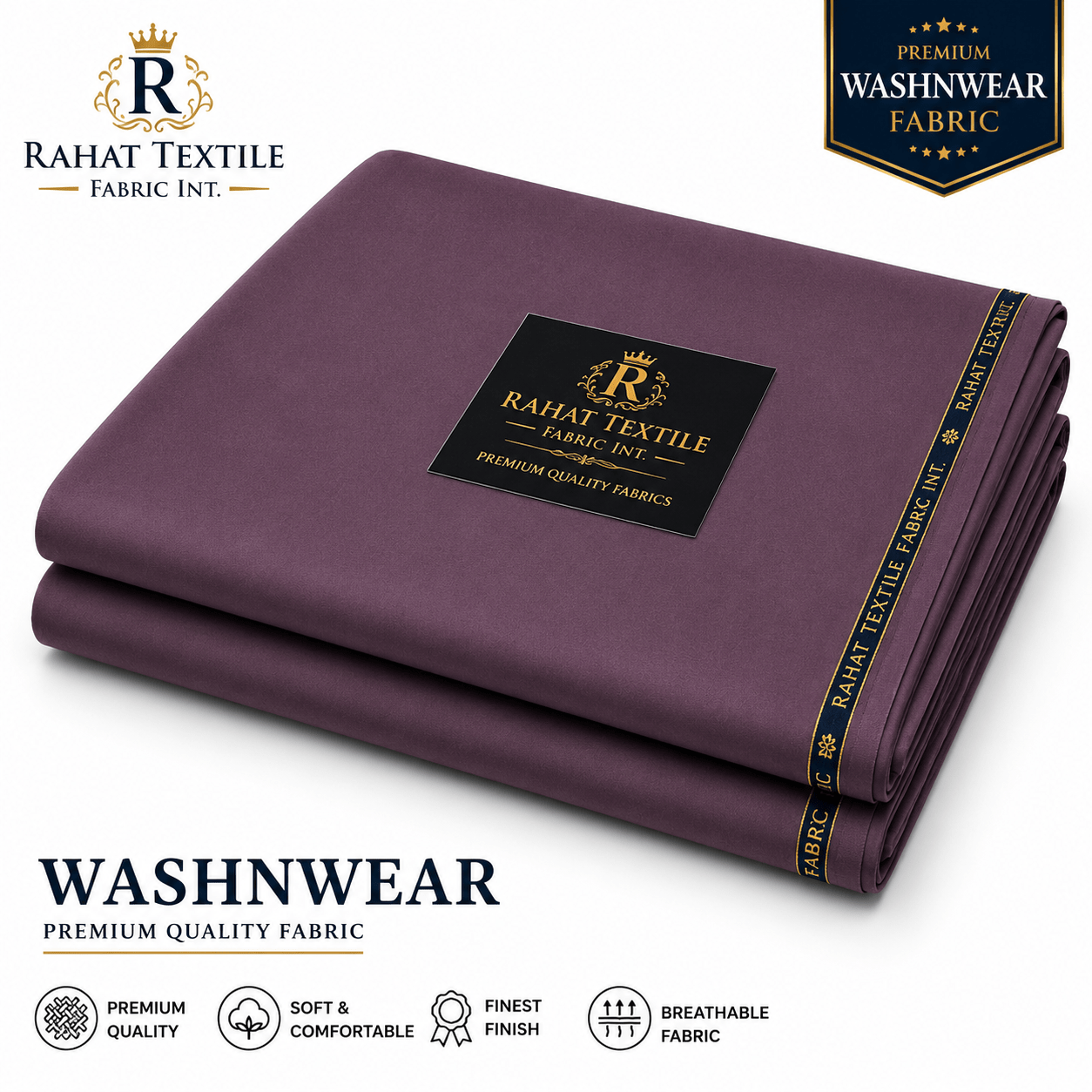 Pure Sooti WashnWear + Plum color - Rahat Textile Fabric International