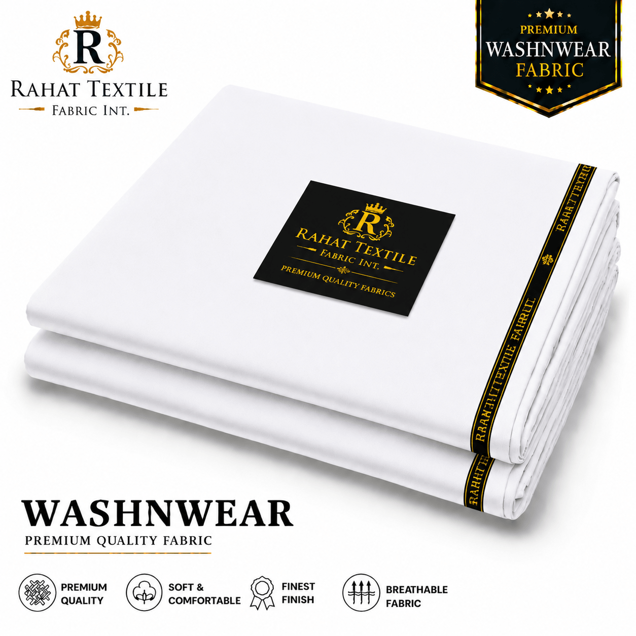 Pure Sooti WashnWear + Pure white - Rahat Textile Fabric International