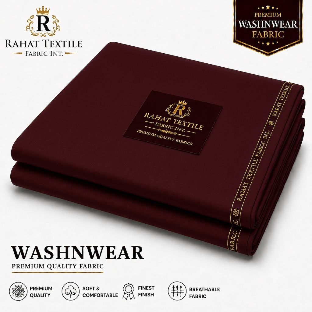 Pure Sooti WashnWear + Reddish Maroon color - Rahat Textile Fabric International