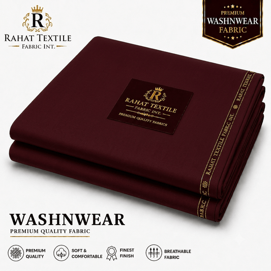 Pure Sooti WashnWear + Reddish Maroon color - Rahat Textile Fabric International