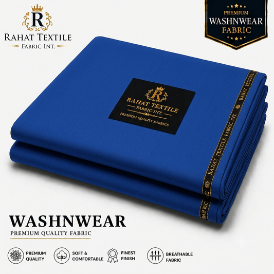 Pure Sooti WashnWear + Royal Blue - Rahat Textile Fabric International