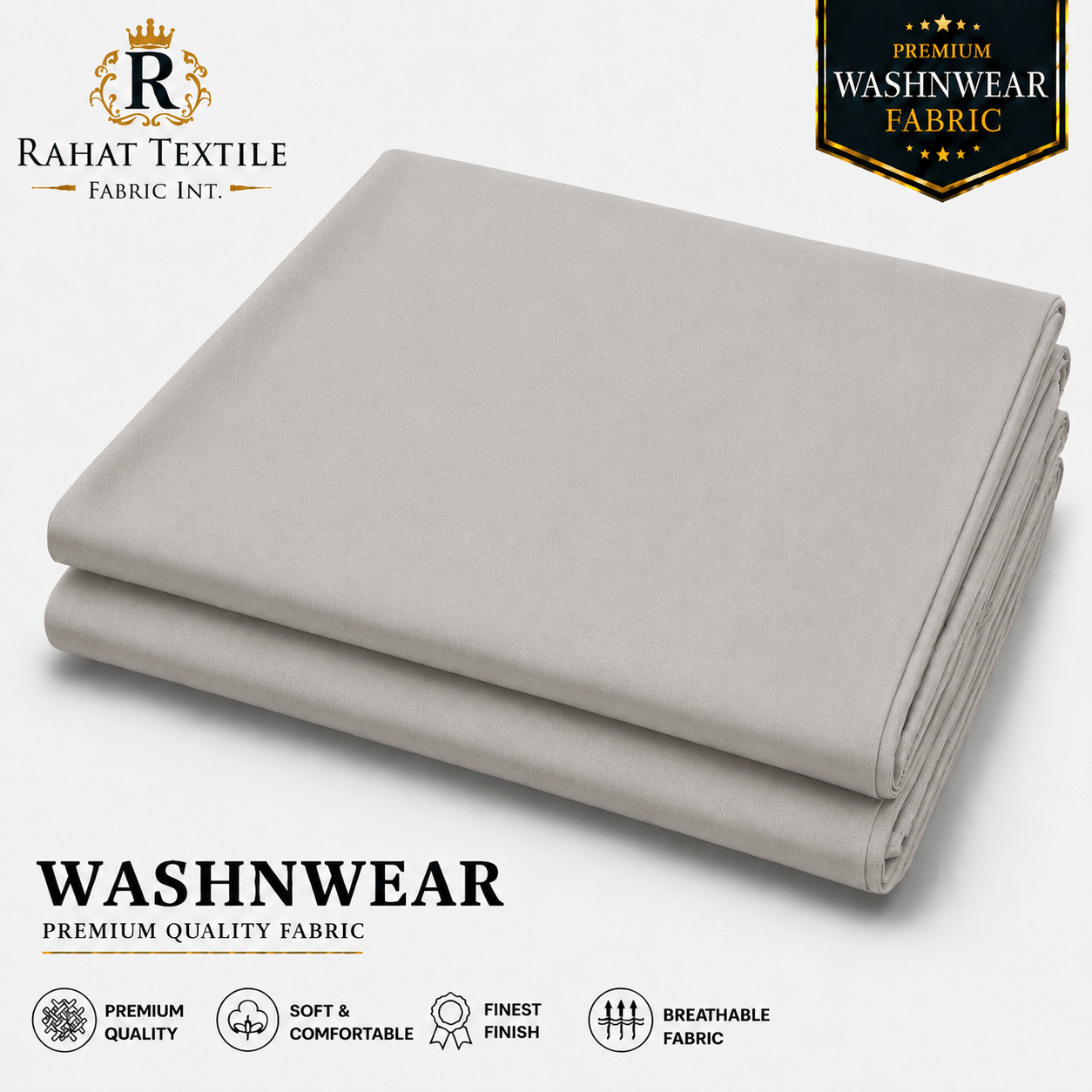 Pure Sooti WashnWear + Silver Grey - Rahat Textile Fabric International