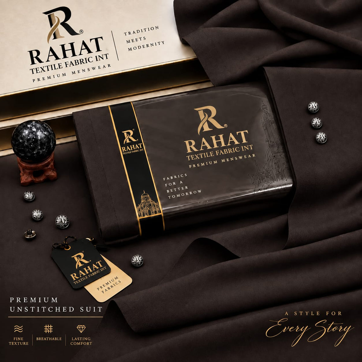 Rehmania Boski - Chocolate - Rahat Textile Fabric International
