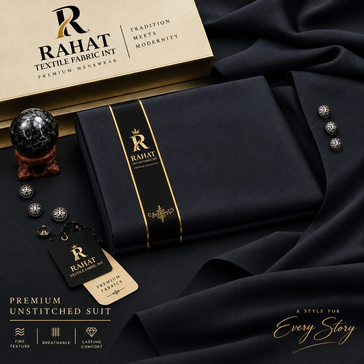 Rehmania Boski - Metal grey - Rahat Textile Fabric International