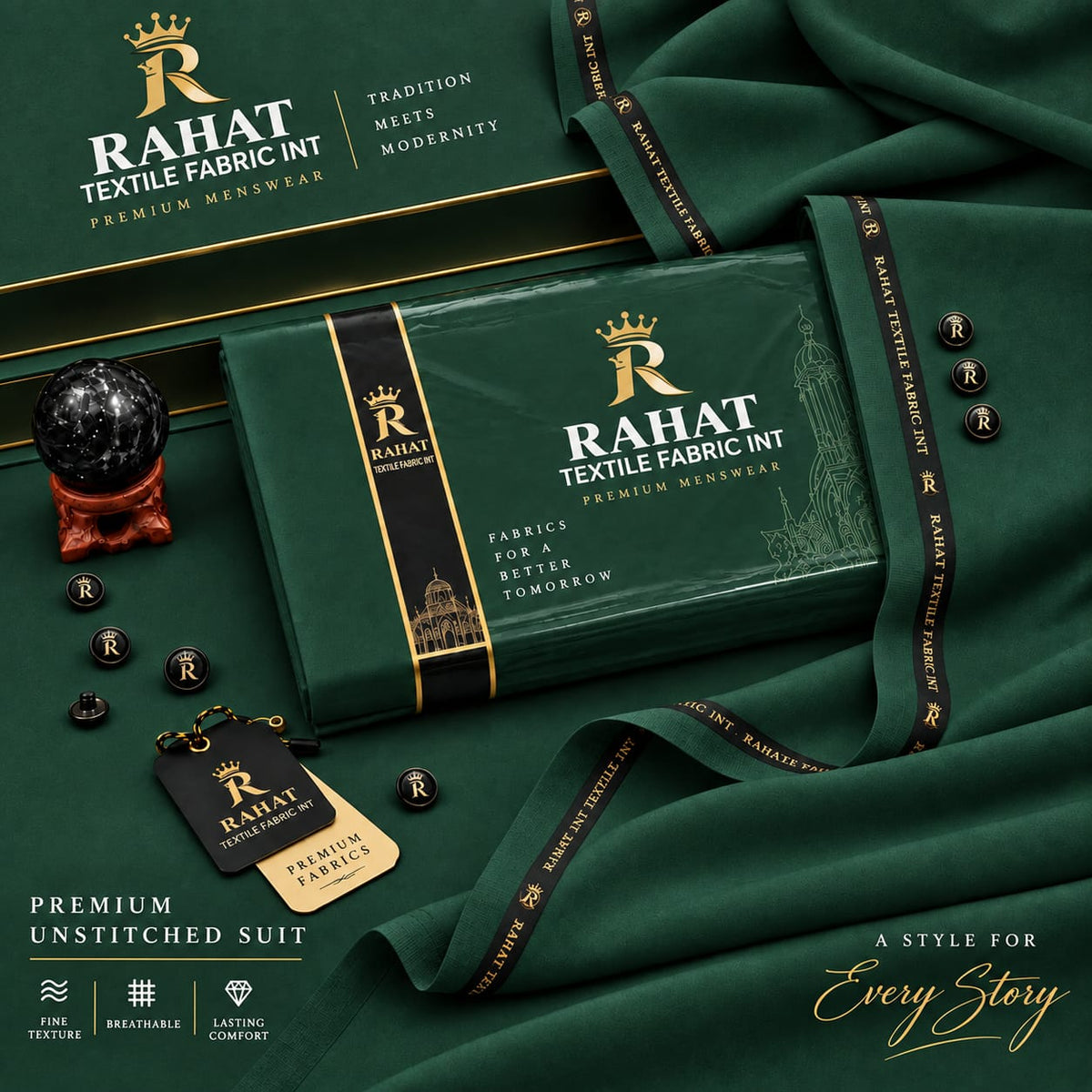 REHMANIA BOSKI MONSTER GREEN - Rahat Textile Fabric International
