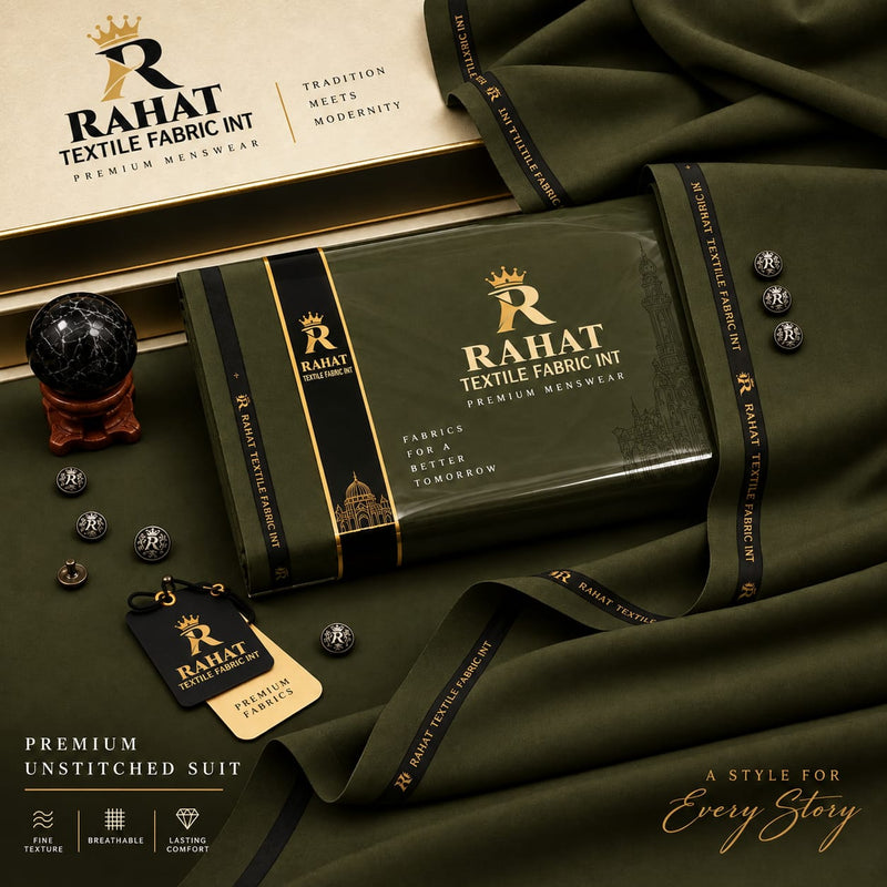 REHMANIA BOSKI OLIVE COLOR - Rahat Textile Fabric International
