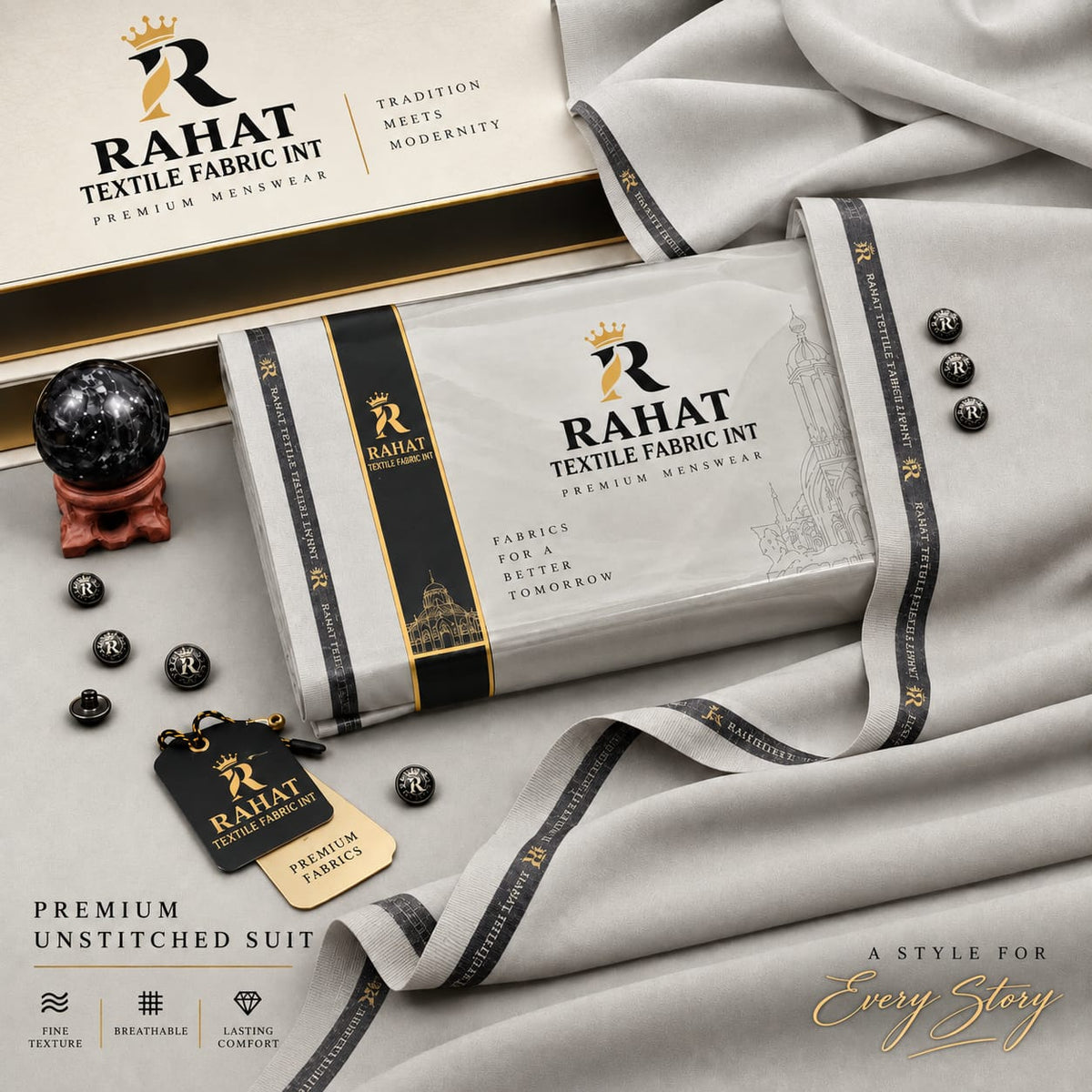 REHMANIA BOSKI TAN COLOR - Rahat Textile Fabric International